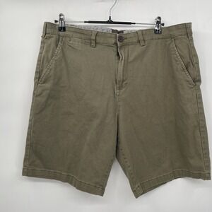 JACHS NEW YORK Mens Light Khaki Flat‎ Front Olive Green Shorts Size 38